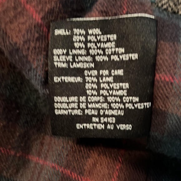 Cole Haan Car Coat Dark Brown Herringbone, Lambskin Trim - Picture 13 of 14